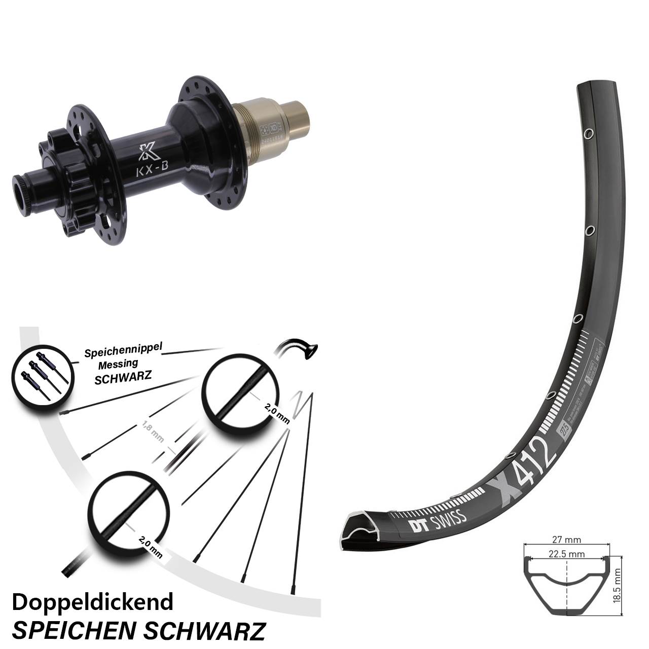 DT Swiss X 412 KX-B 28-29 Zoll Disc Laufrad 12x148 SRAM XD
