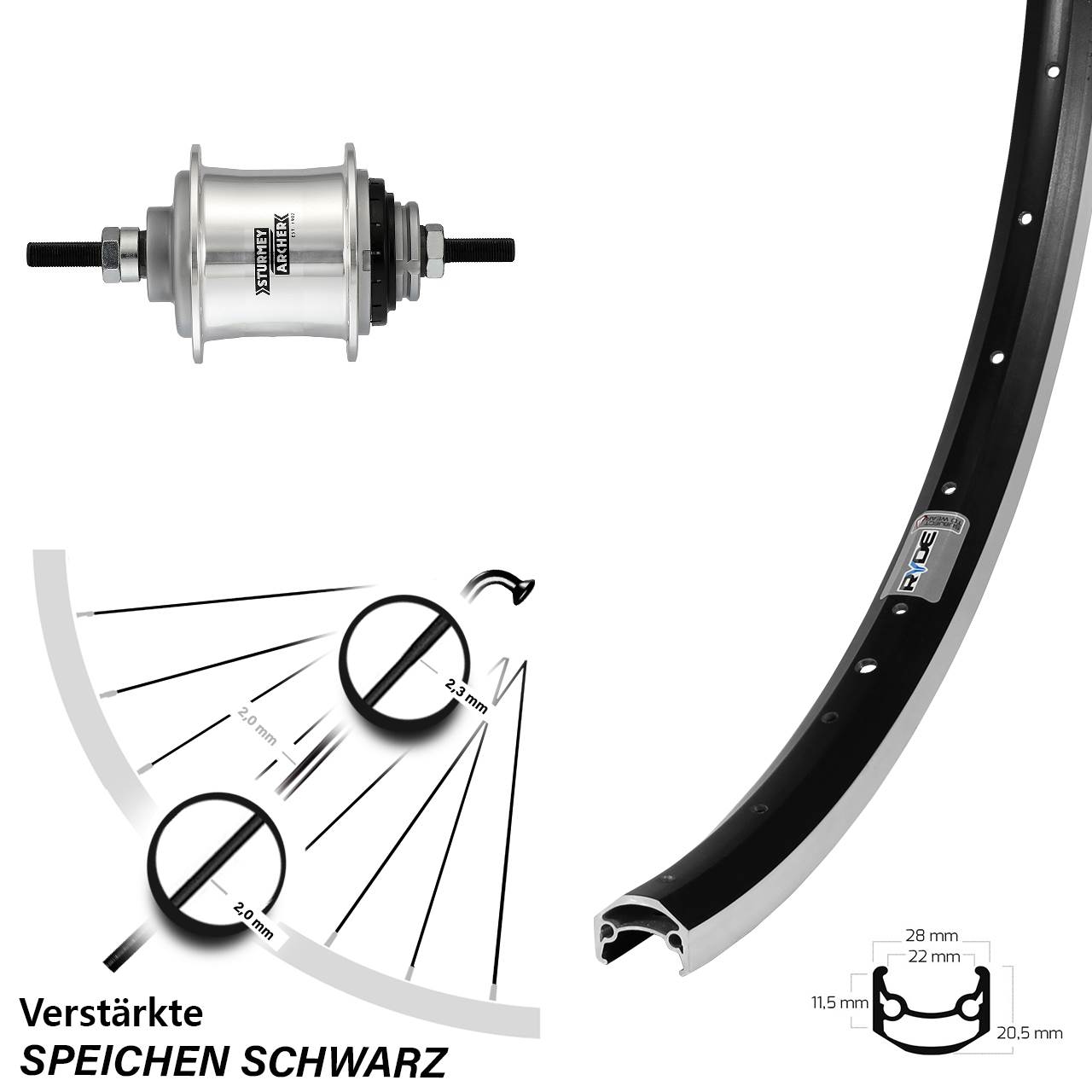 Hinterrad 27,5 Zoll schwarz