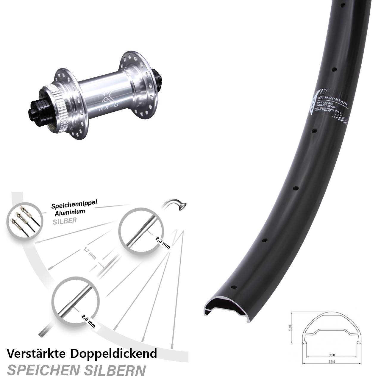 29 Zoll KX Mountain verstärkt Disc Vorderrad QR