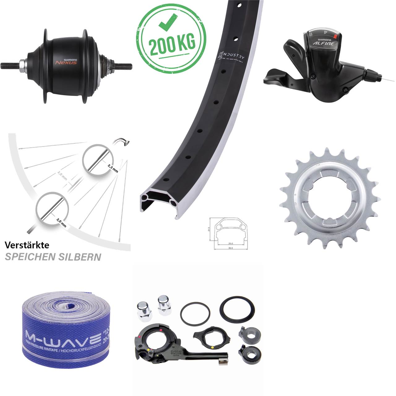 20 Zoll Hinterrad KX Industry Shimano Nexus 8-Gang Premium