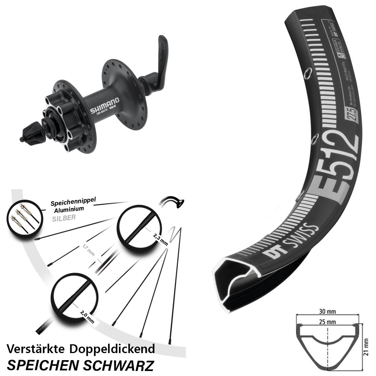 29 Zoll DT Swiss E512 Shimano Alivio Vorderrad 6-Loch für Schnellspanner