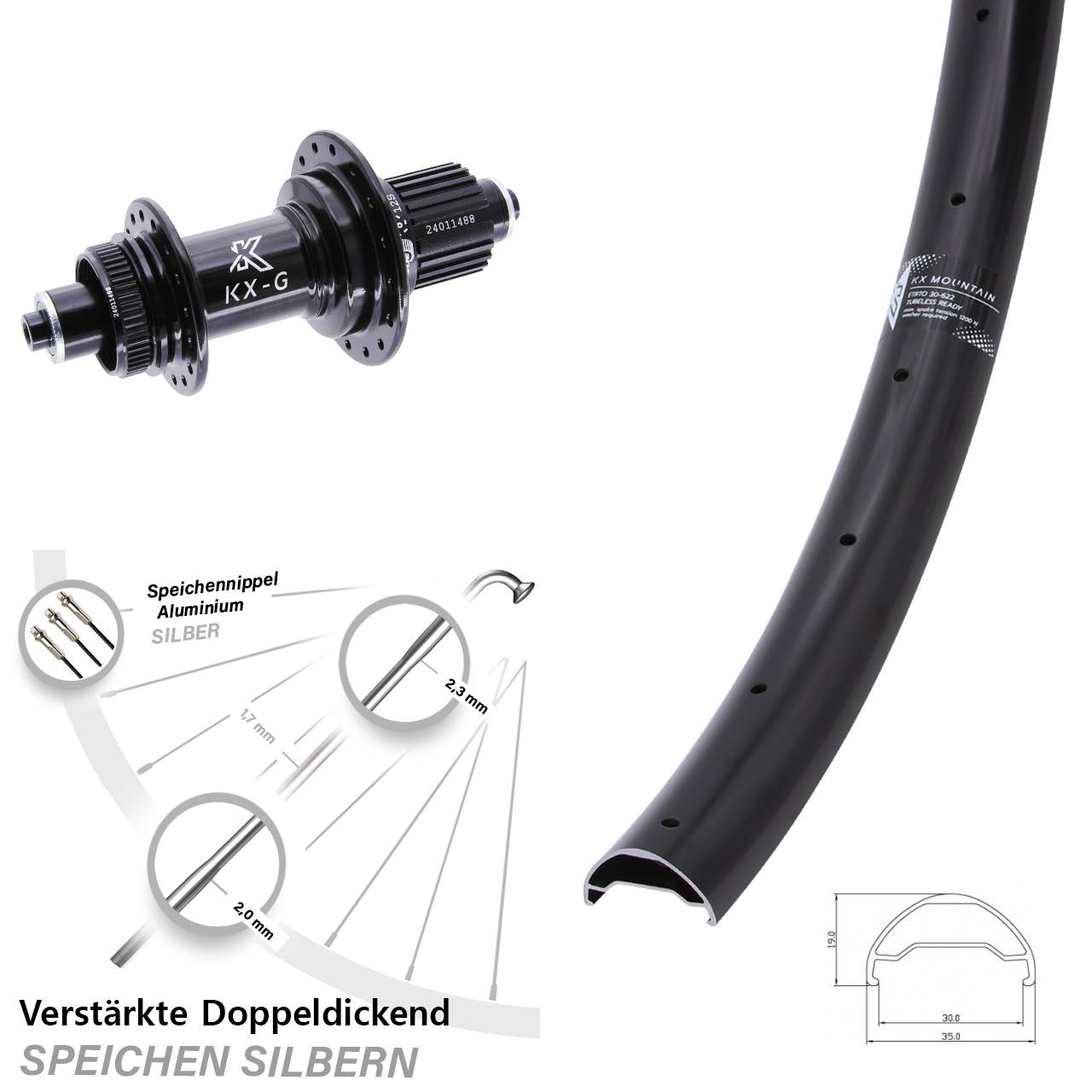 Disc Hinterrad für Schnellspanner 29 Zoll KX-G Mountain Shimano Micro Spline