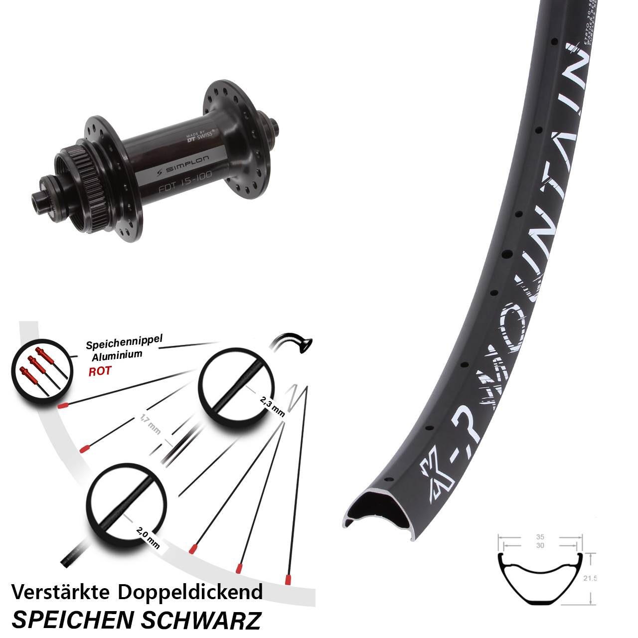 29 Zoll KX-R Mountain DT Swiss 370 Disc Vorderrad QR