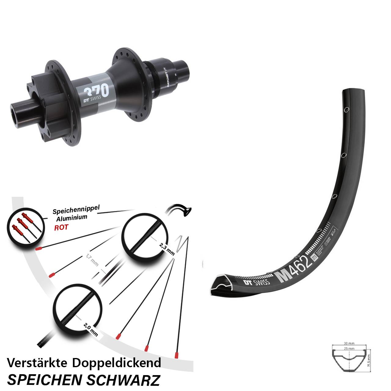 650B DT Swiss M 462-370 Laufrad 12x148 Boost 6-Loch XD 11-12 fach