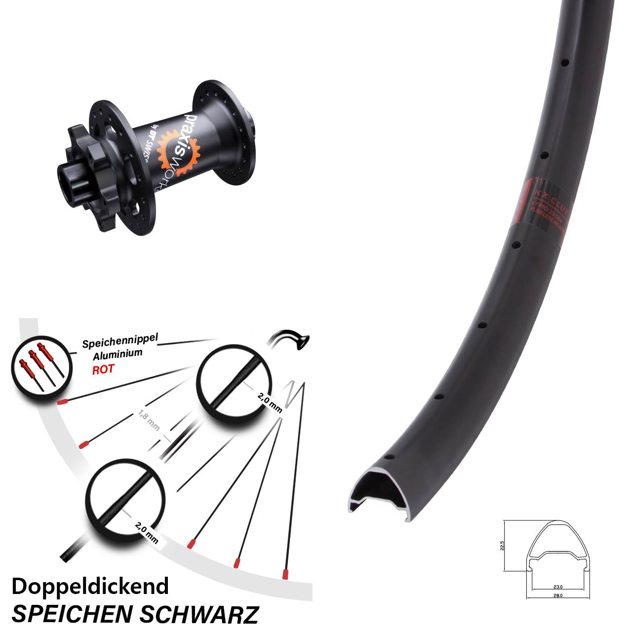 29 Zoll KX Clue DT Swiss 350 SL Disc Vorderrad 15x100