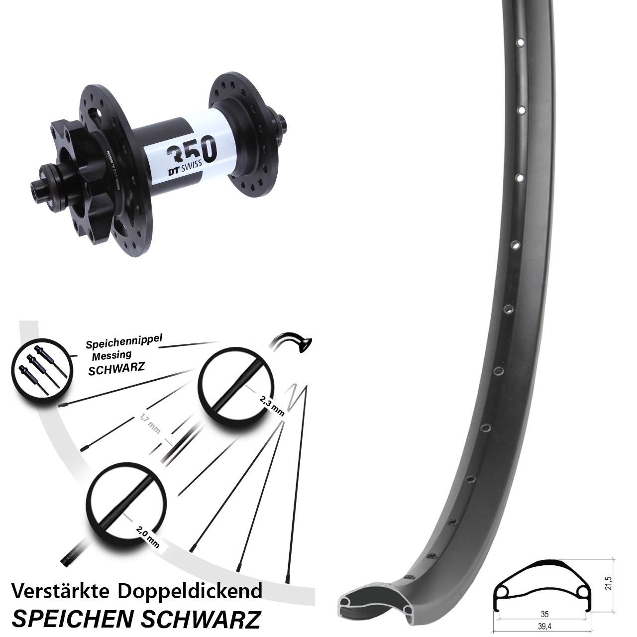 Vorderrad 6-Loch QR 29 Zoll Ambrosio E35 DT Swiss 350