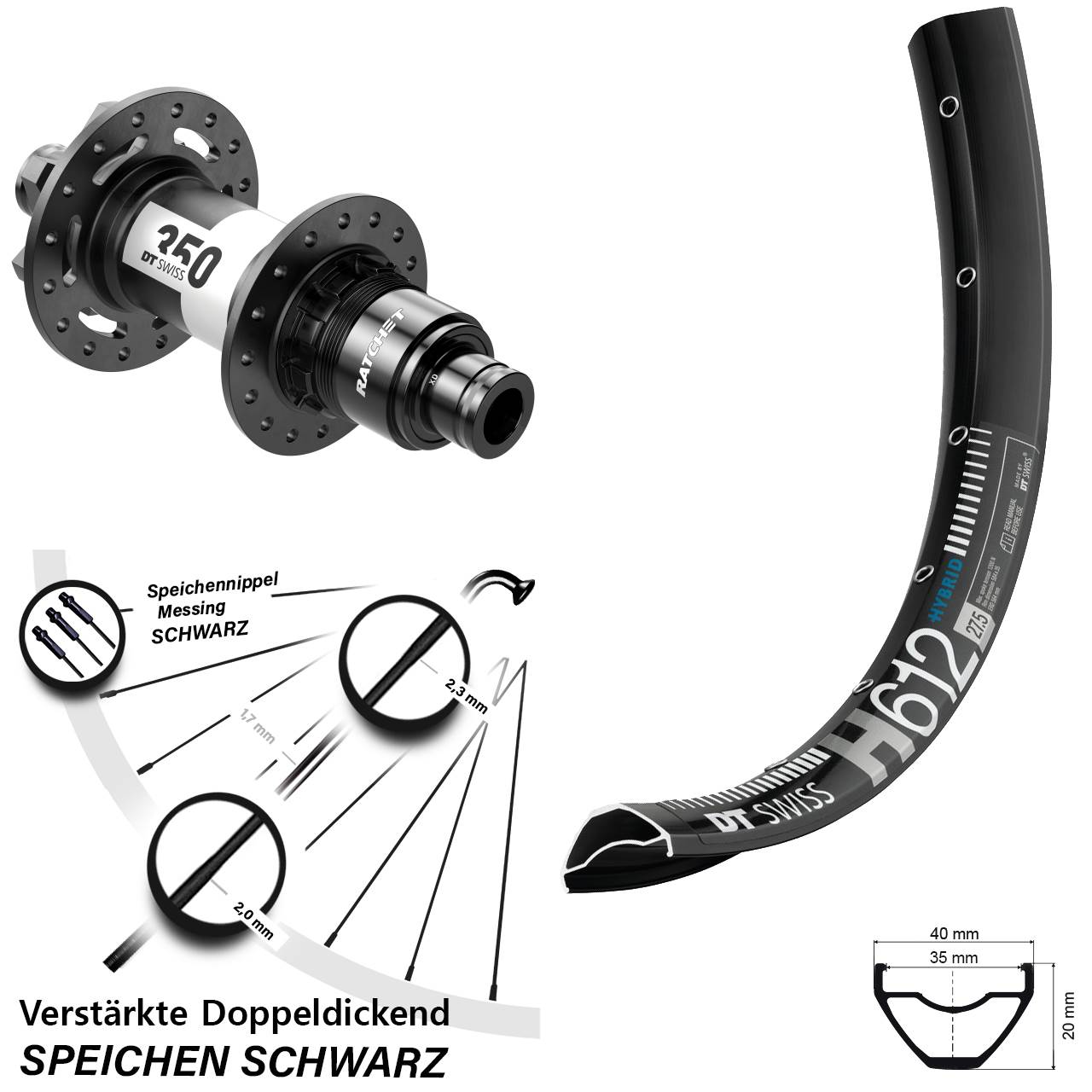 Disc Hinterrad 27,5 Zoll DT Swiss H612-350 XD 11-12 fach 12x148
