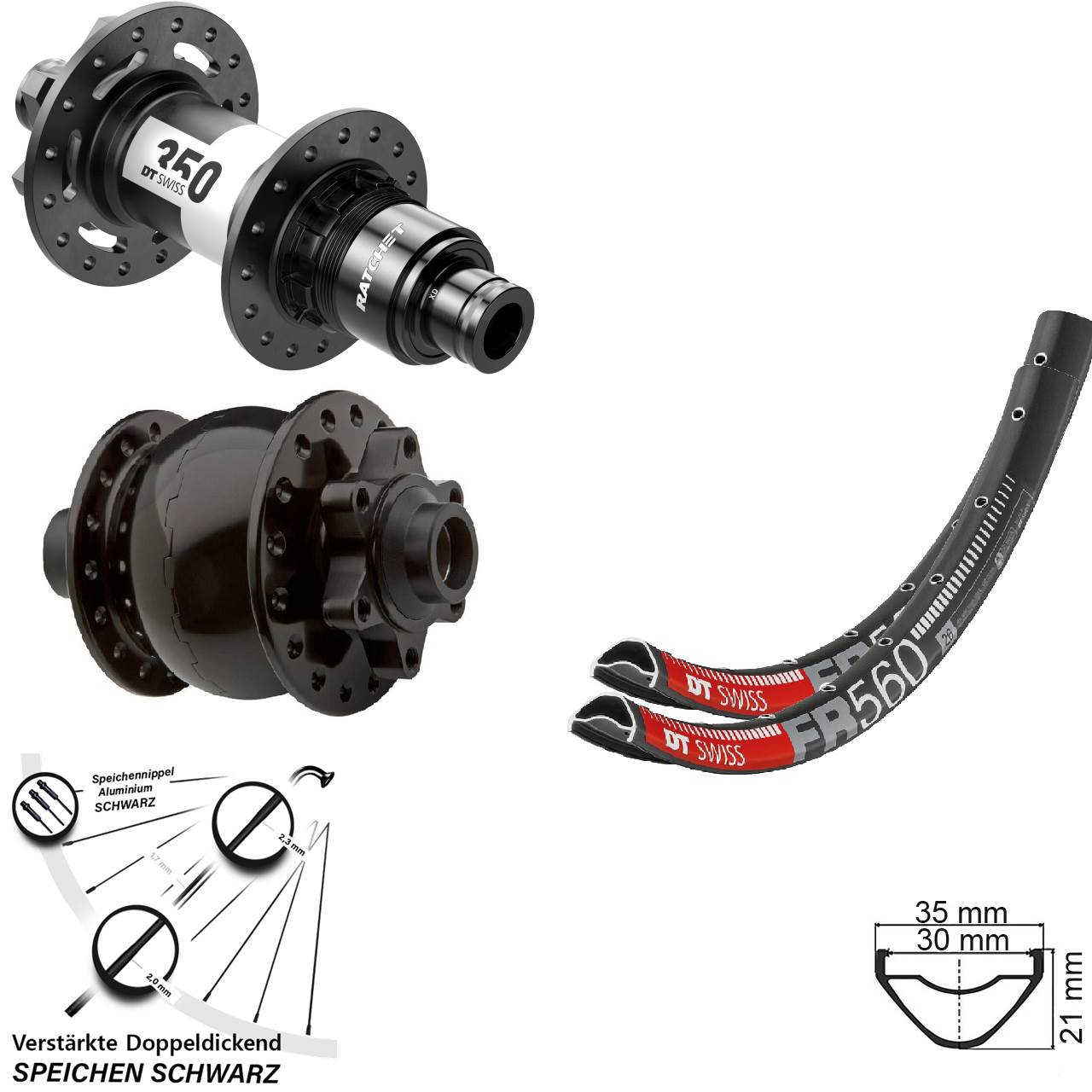 DT Swiss FR560 350 SON 28 26 Zoll 6-Loch Laufradsatz 15x100 12x142 XD 11-12 fach