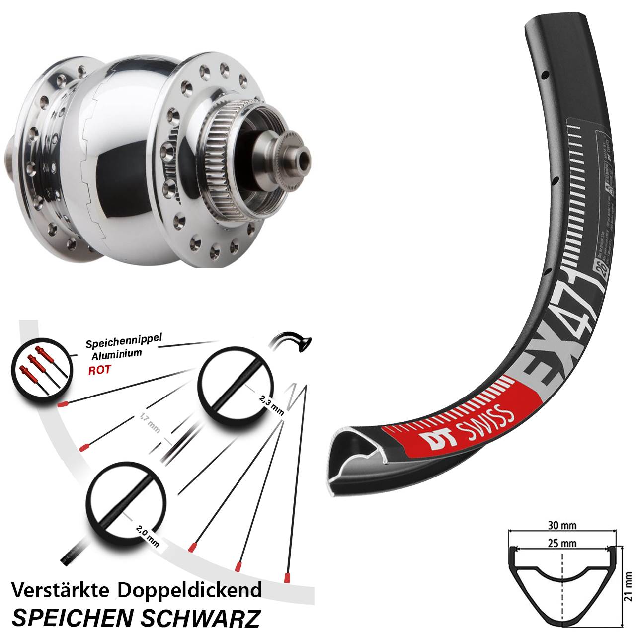 SON 28 DT Swiss EX 471 27,5 Zoll Centerlock Dynamovorderrad QR
