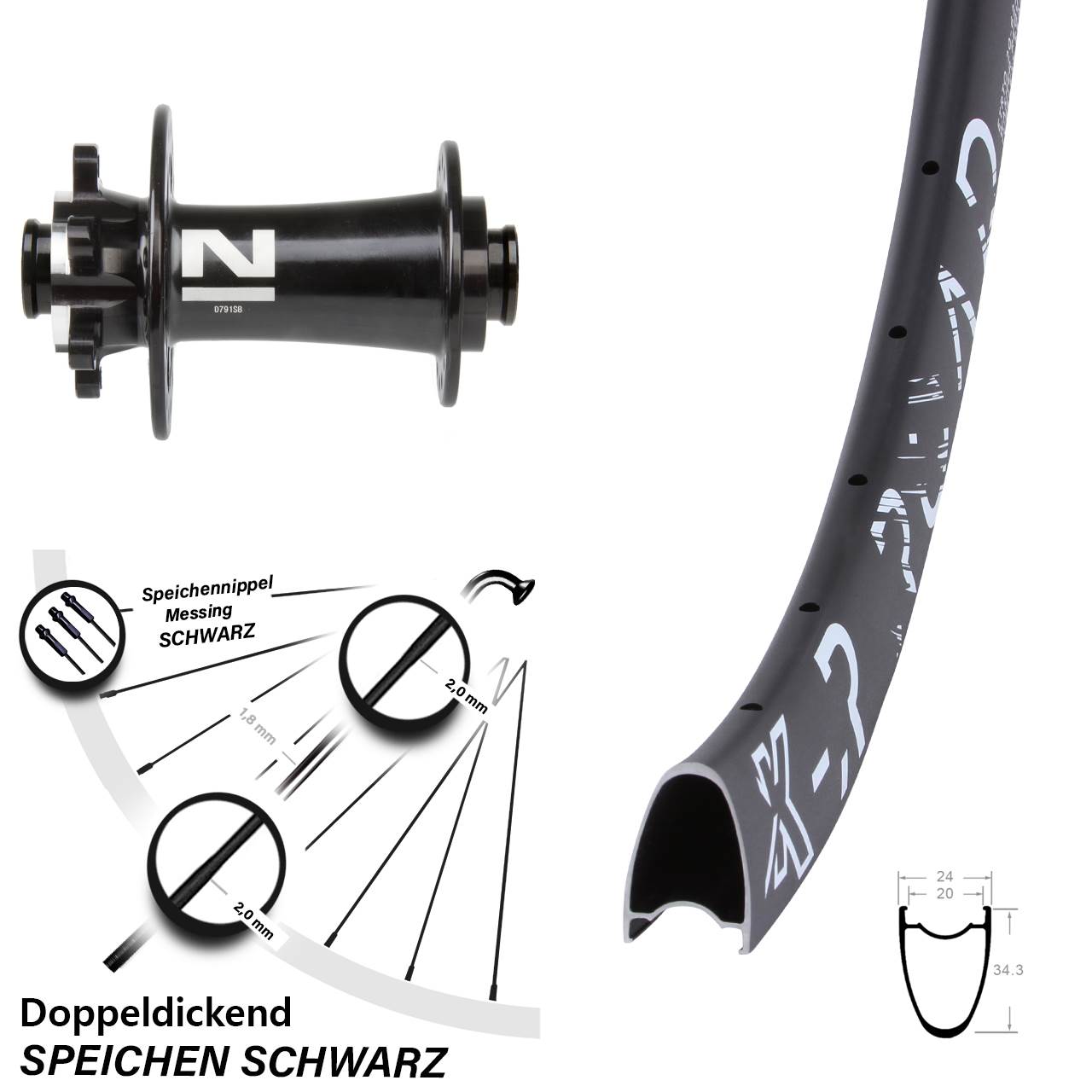 KX-R Road Novatec D791 28 Zoll Disc Vorderrad 15x100