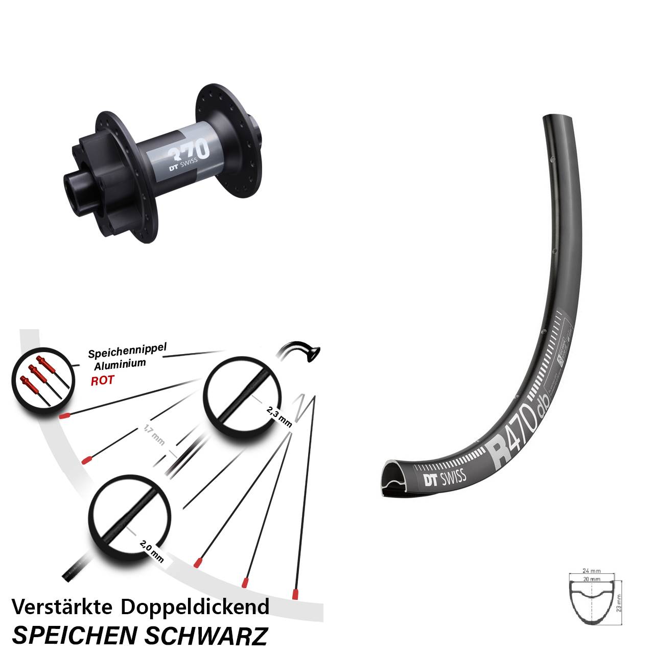 6-Loch Vorderrad 28 Zoll DT Swiss R470-370 12x100
