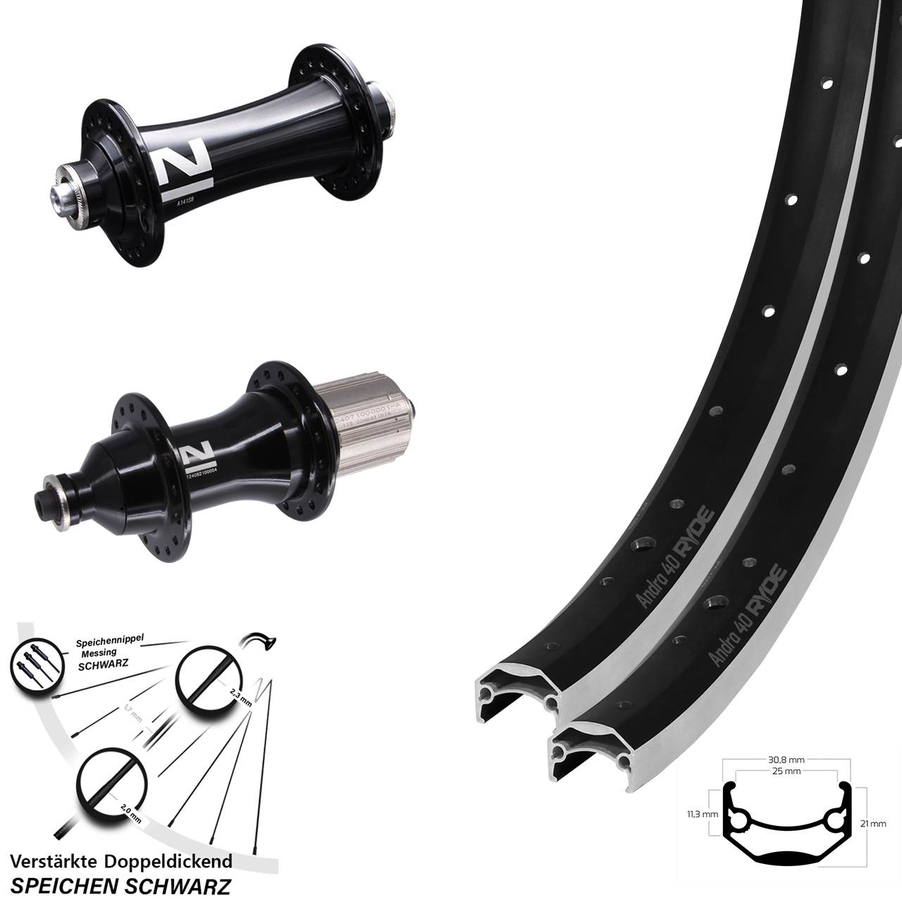 Ryde Andra 40 Novatec A141-F162 Strong 26 Zoll Laufradsatz QR 8-12 fach HG