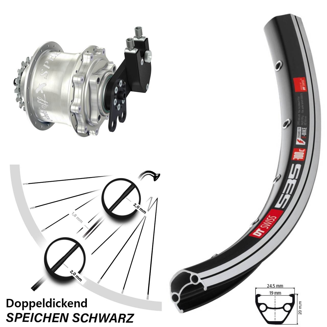 26 Zoll Hinterrad Rohloff Speedhub CC DB DT Swiss 535