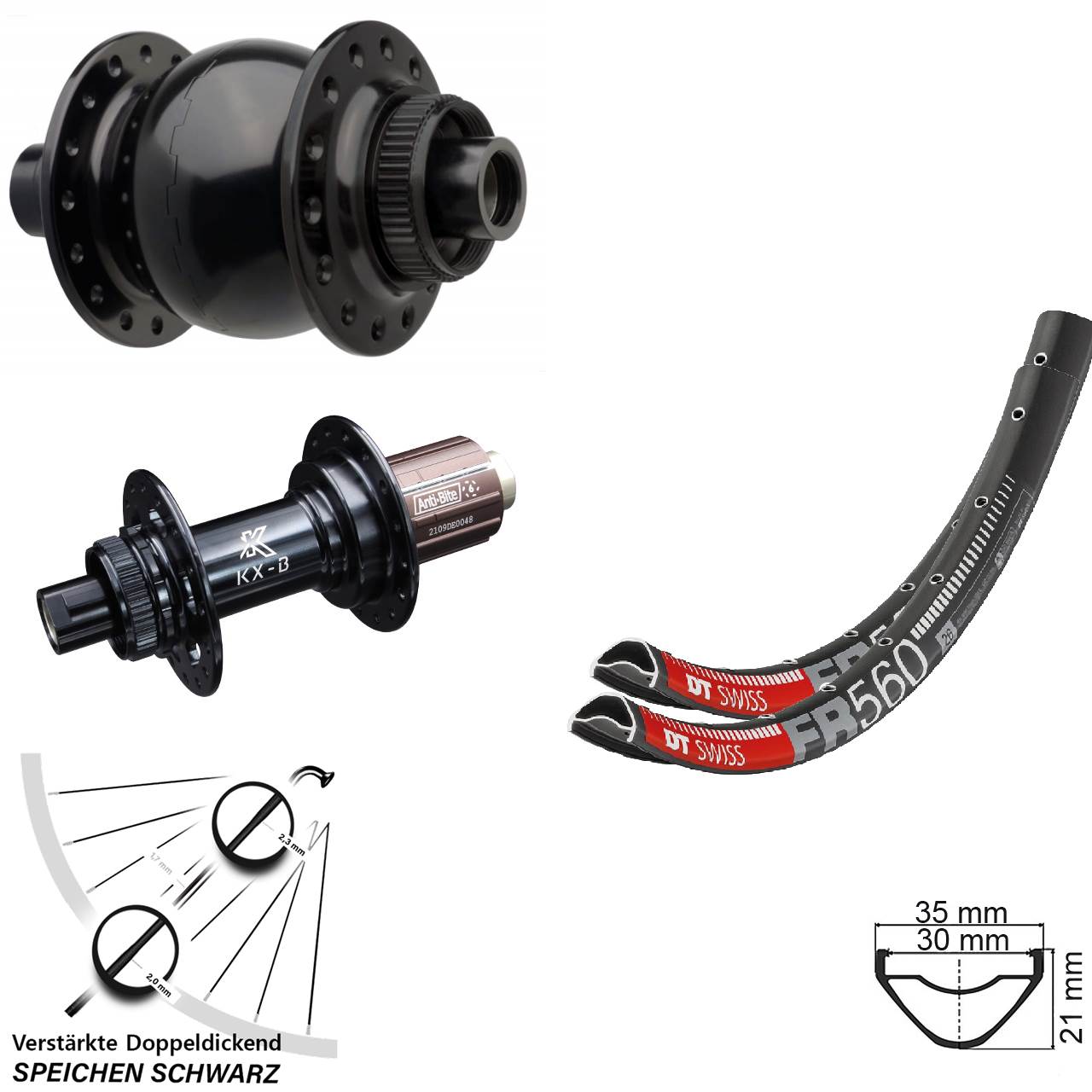 Boost Centerlock Laufradsatz 15x110 12x148 26 Zoll DT Swiss FR 560 KX-B SON 28 8-12 fach