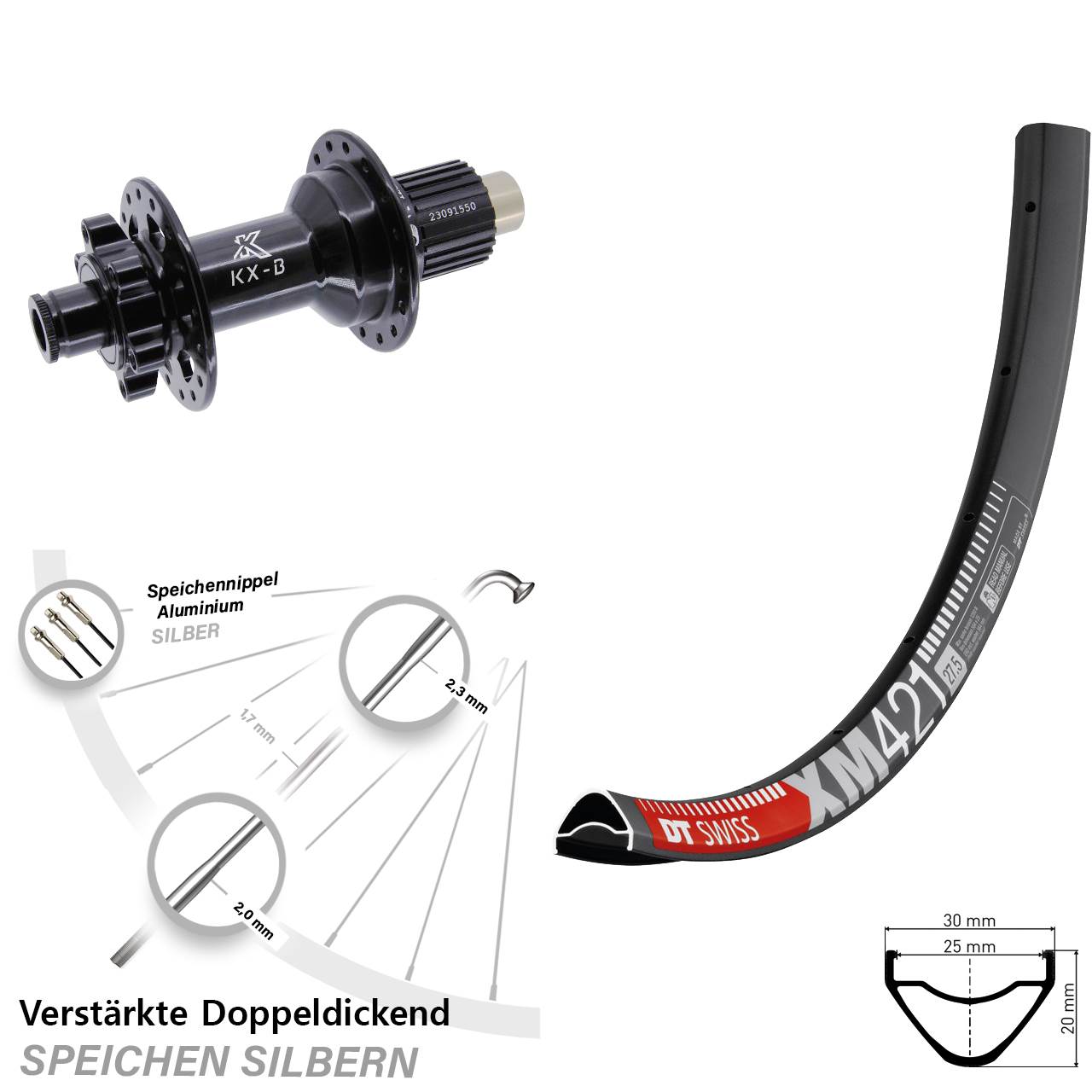 DT Swiss XM421 KX-B Disc 29 Zoll Laufrad 12x148 Boost Shimano Micro Spline