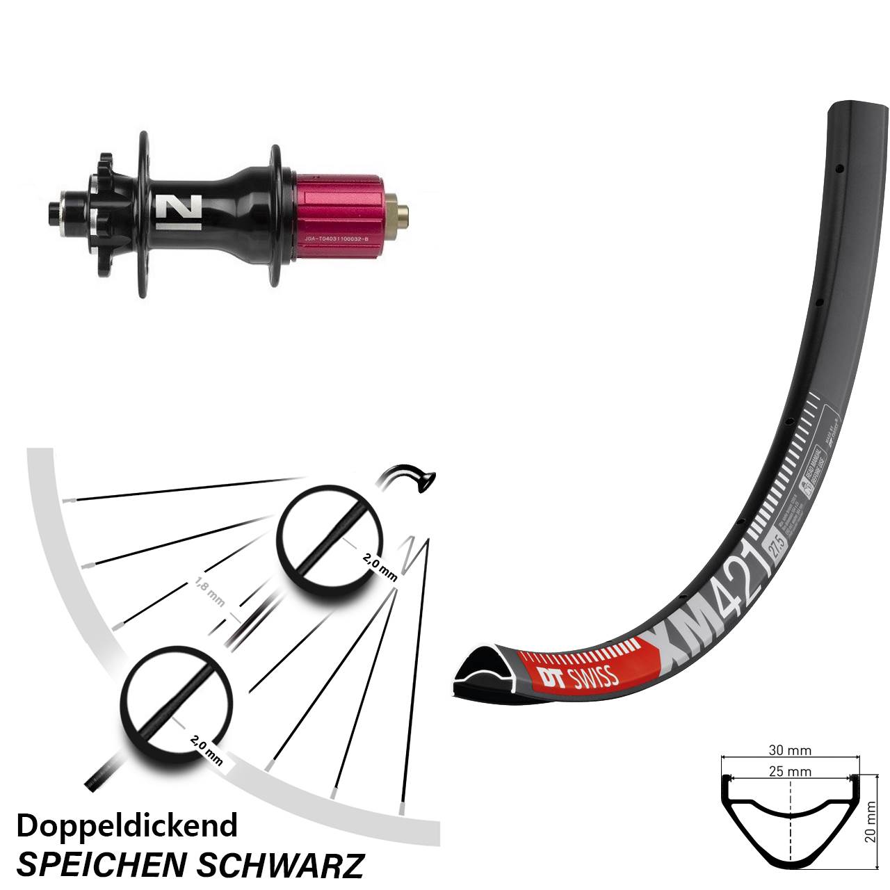 650B DT Swiss XM421 Novatec Superlight Disc Laufrad QR 8-12 fach