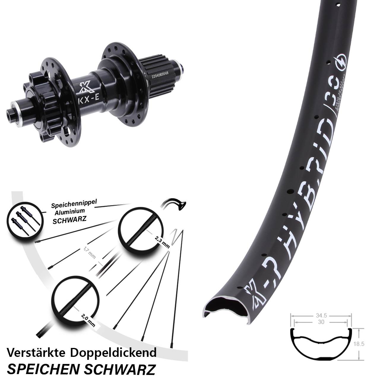 Disc Hinterrad QR 29 Zoll KX-ER Hybrid 30 Heavy Duty Shimano Micro Spline