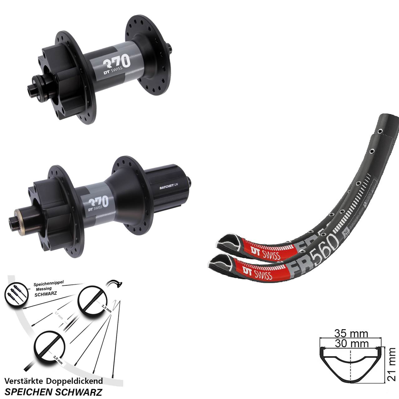 Disc Laufradsatz 26 Zoll DT Swiss FR560 DT Swiss 370 8-11 fach für Schnellspanner