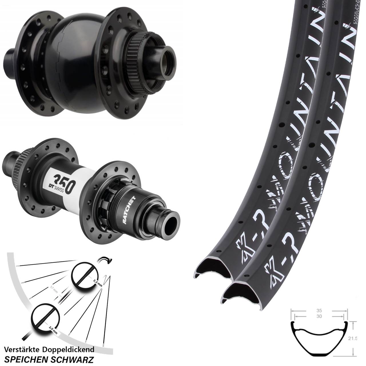 KX-R Mountain DT Swiss 350 SON 28 29 Zoll Laufrad-Satz 15x110 12x148 SRAM XD