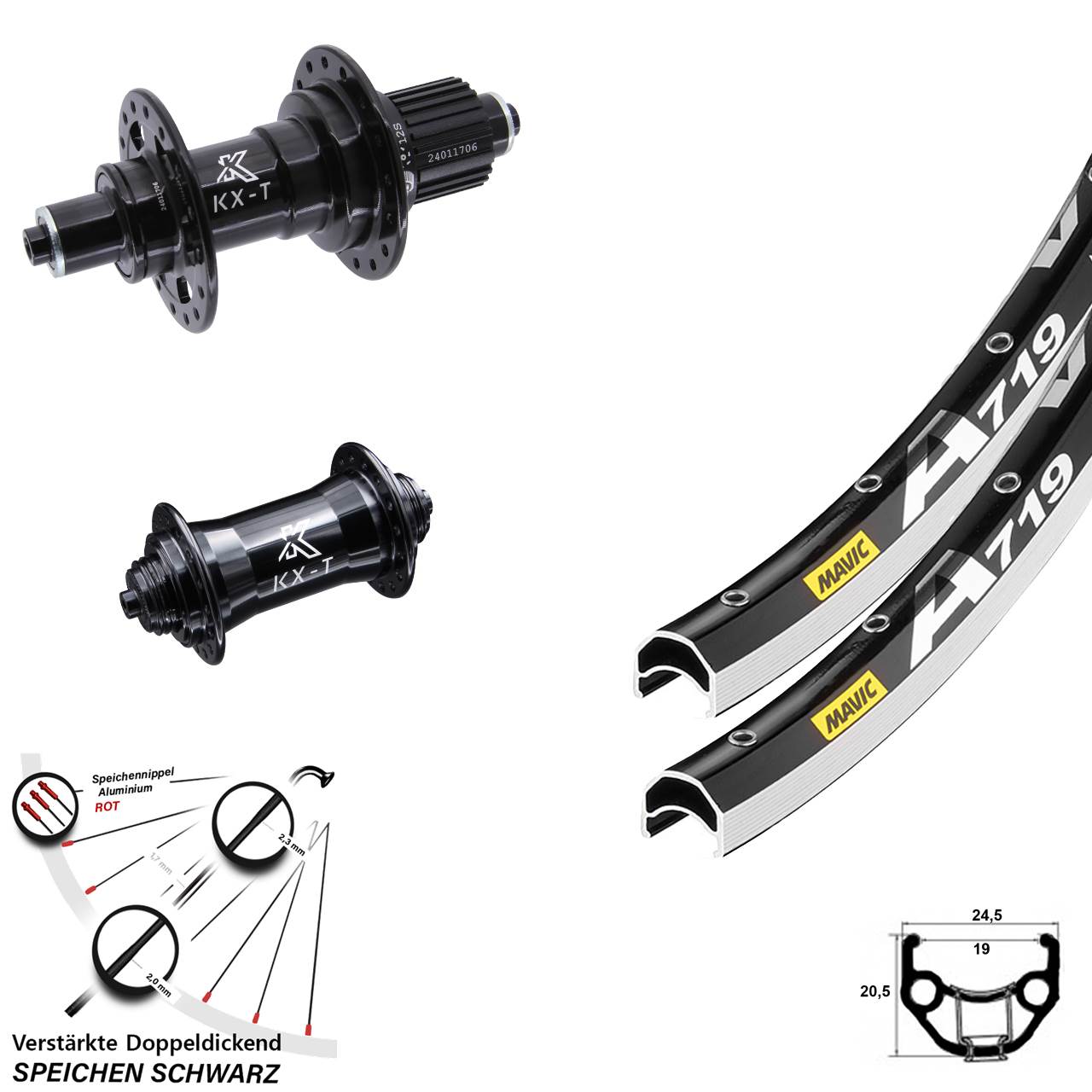 Laufradsatz QR 28 Zoll Mavic A 719 KX-T Micro Spline