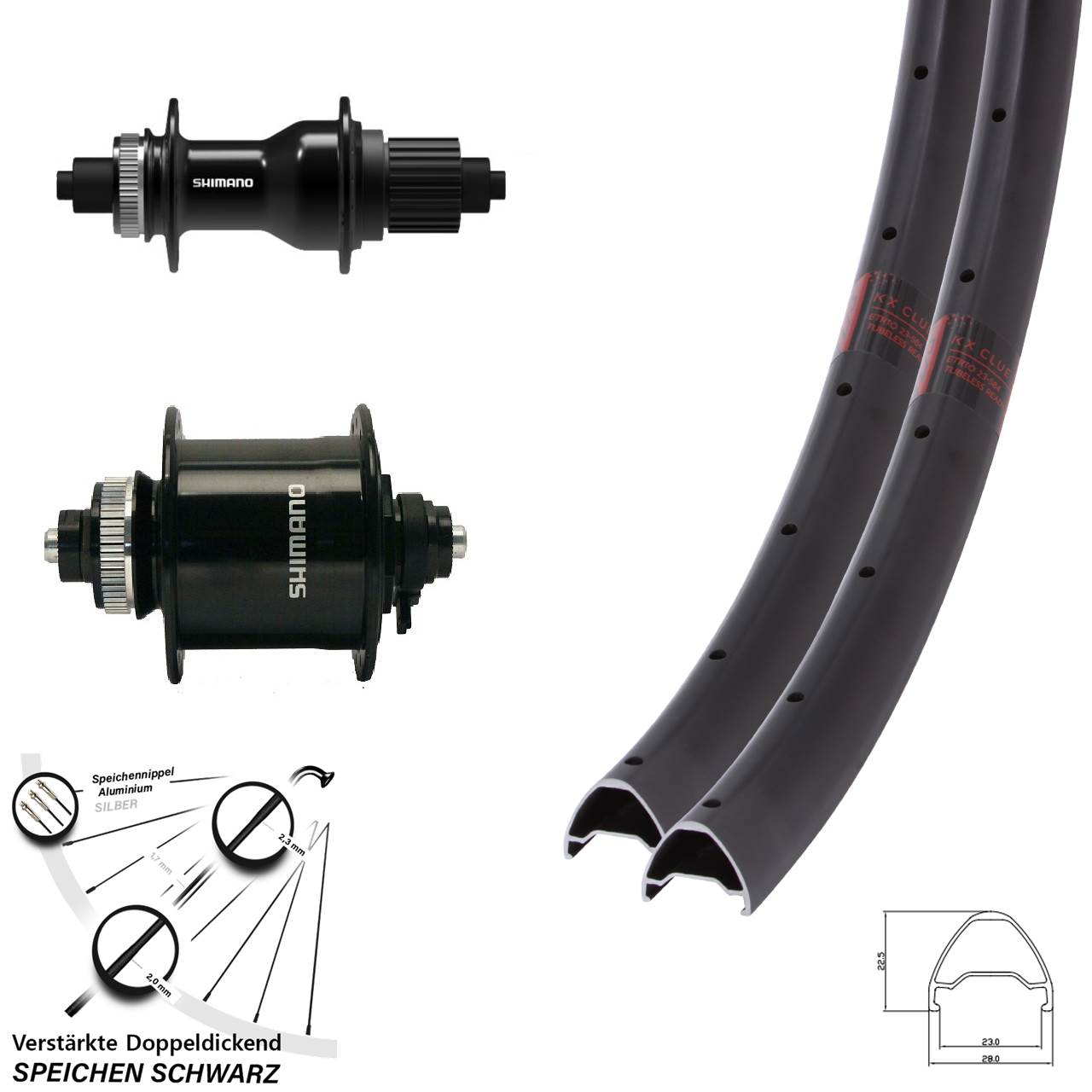 Disc Laufradsatz 27,5 Zoll KX Clue Shimano DH-UR700-3D FH-QC500 Micro Spline QR