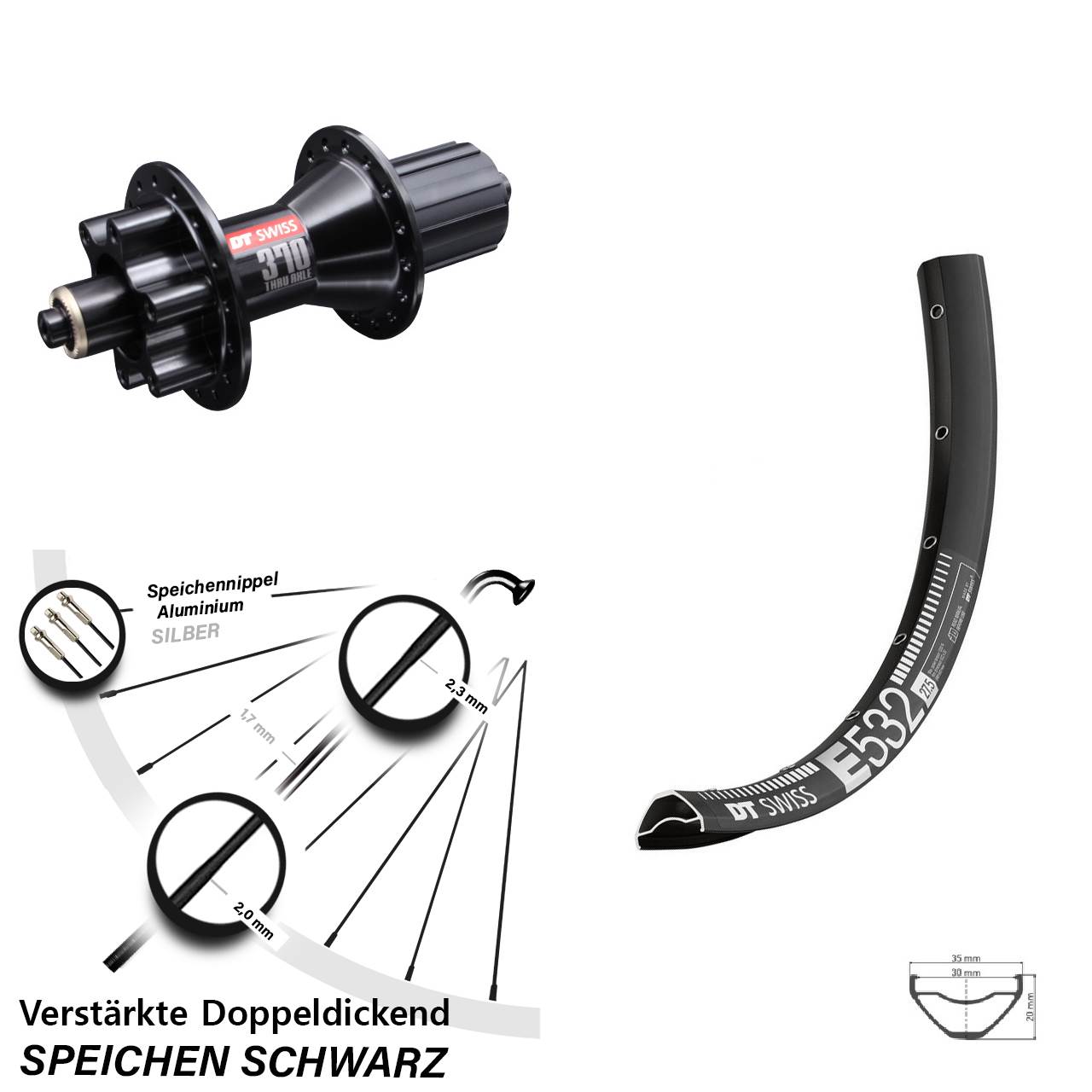 Disc Laufrad QR 29 Zoll DT Swiss E532 DT Swiss 370 8-11 fach HG