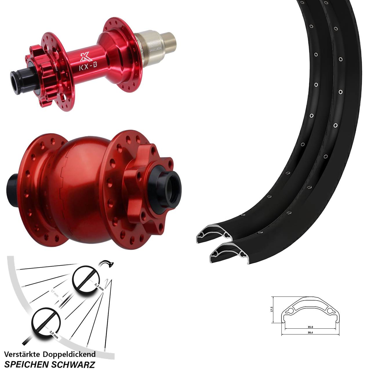 Ryde Disc 35 KX-B rot SON 28 29 Zoll Disc Laufradsatz Boost XD 11-12 fach