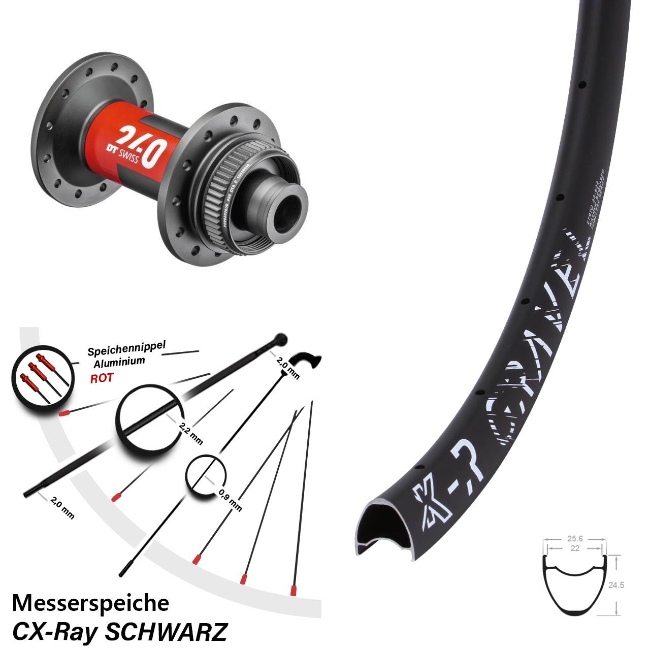 Disc Vorderrad 29 Zoll KX-R Gravel DT Swiss 240 Road 12x100 CX-Ray