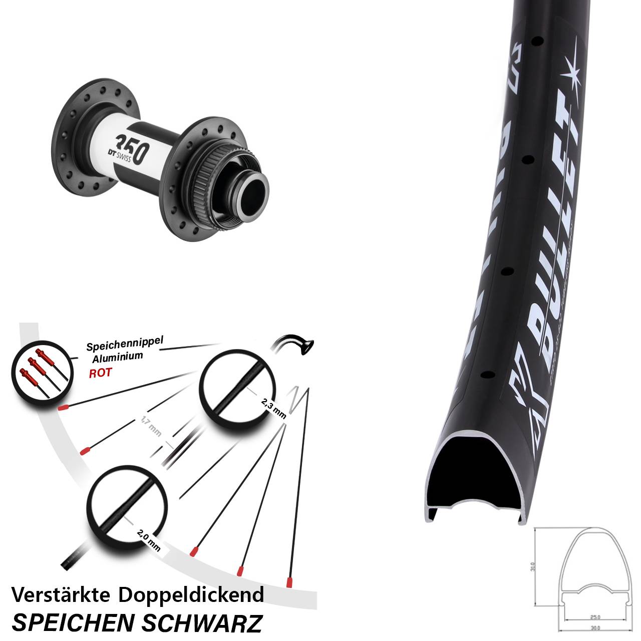 Centerlock Vorderrad 28-29 Zoll KX Bullet DT Swiss 350 15x100
