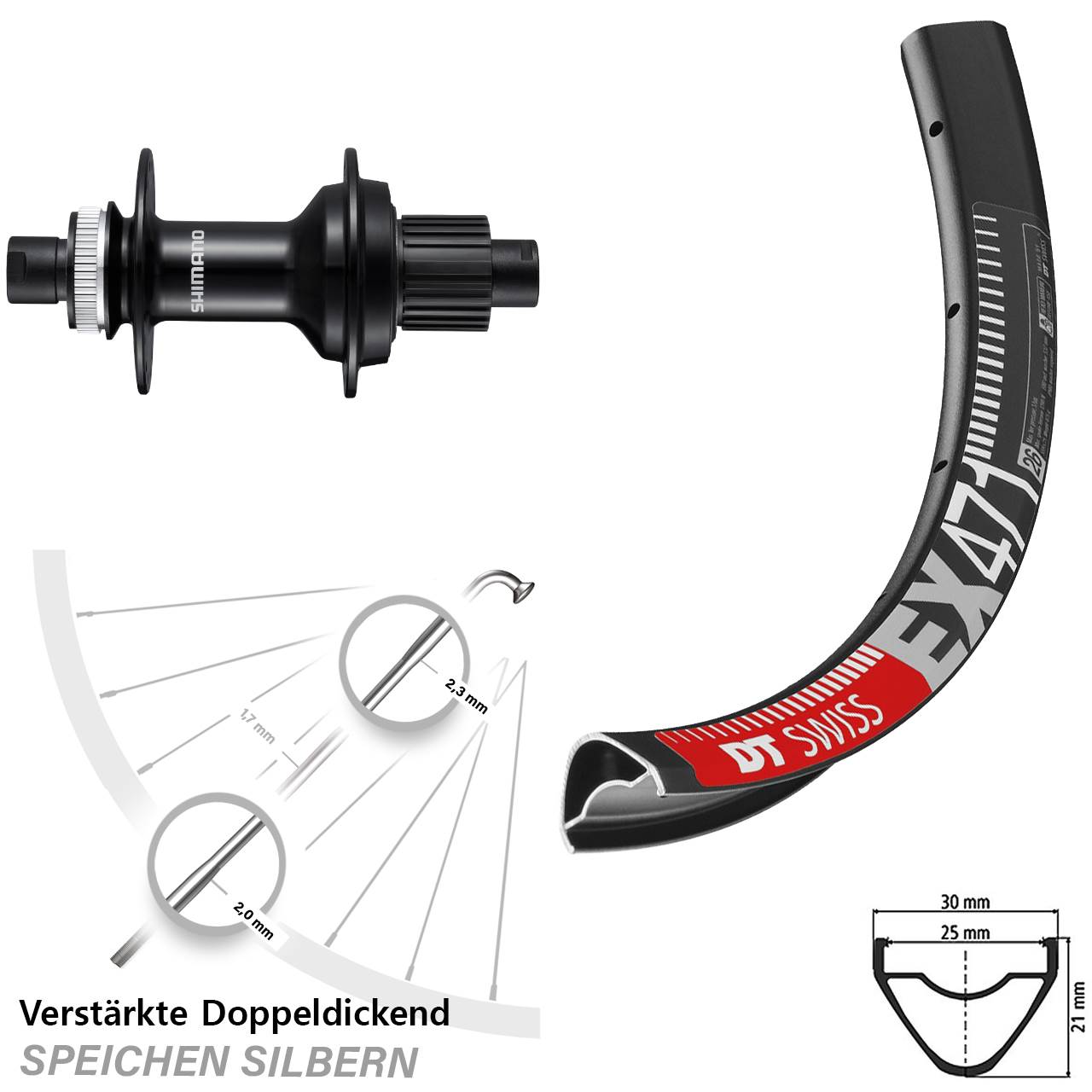 DT Swiss EX 471 Shimano FH-MT510B 29 Zoll Hinterrad Centerlock 12x148 Micro Spline