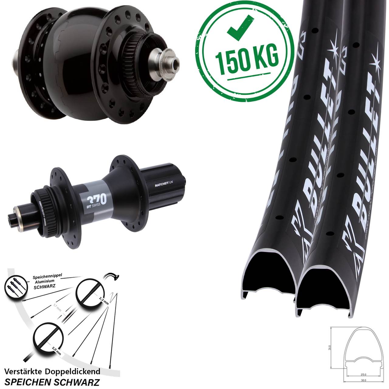 Centerlock Laufradsatz 28-29 Zoll KX Bullet DT Swiss 370 SON 28 8-12 fach HG QR