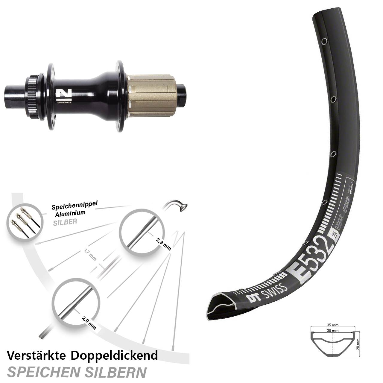 29 Zoll DT Swiss E 532 Novatec D792 Disc Hinterrad 12x142 8-12 fach HG