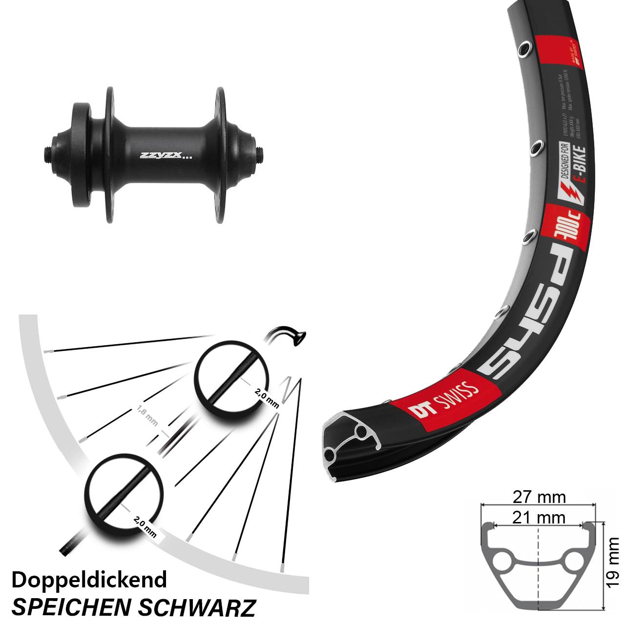 Vorderrad 6-Loch für Schnellspanner 26 Zoll DT Swiss 545d Formula DC-21