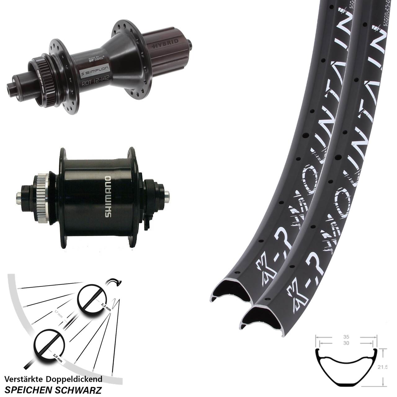 Disc Laufradsatz 27,5/29 Zoll KX-R Mountain DT Swiss 370 Hybrid DH-UR700 8-11 fach QR