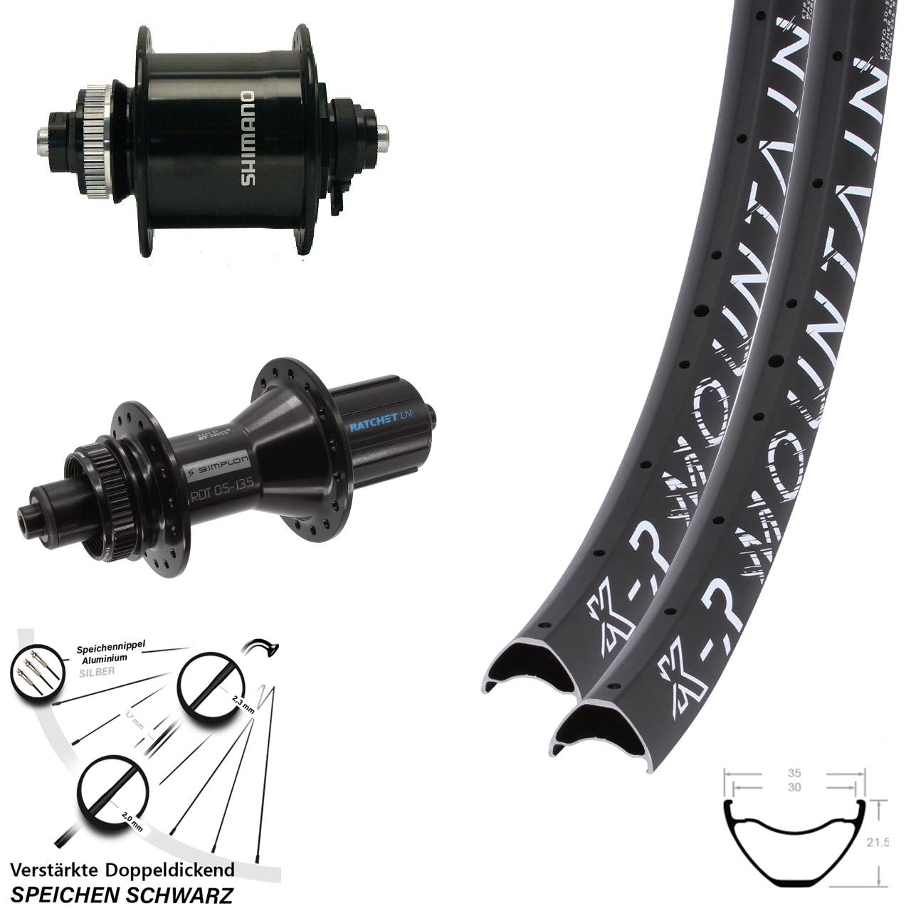 27,5 Zoll KX-R Mountain DT Swiss 370 Hybrid Shimano DH-UR700 Disc Laufradsatz QR 8-11 fach