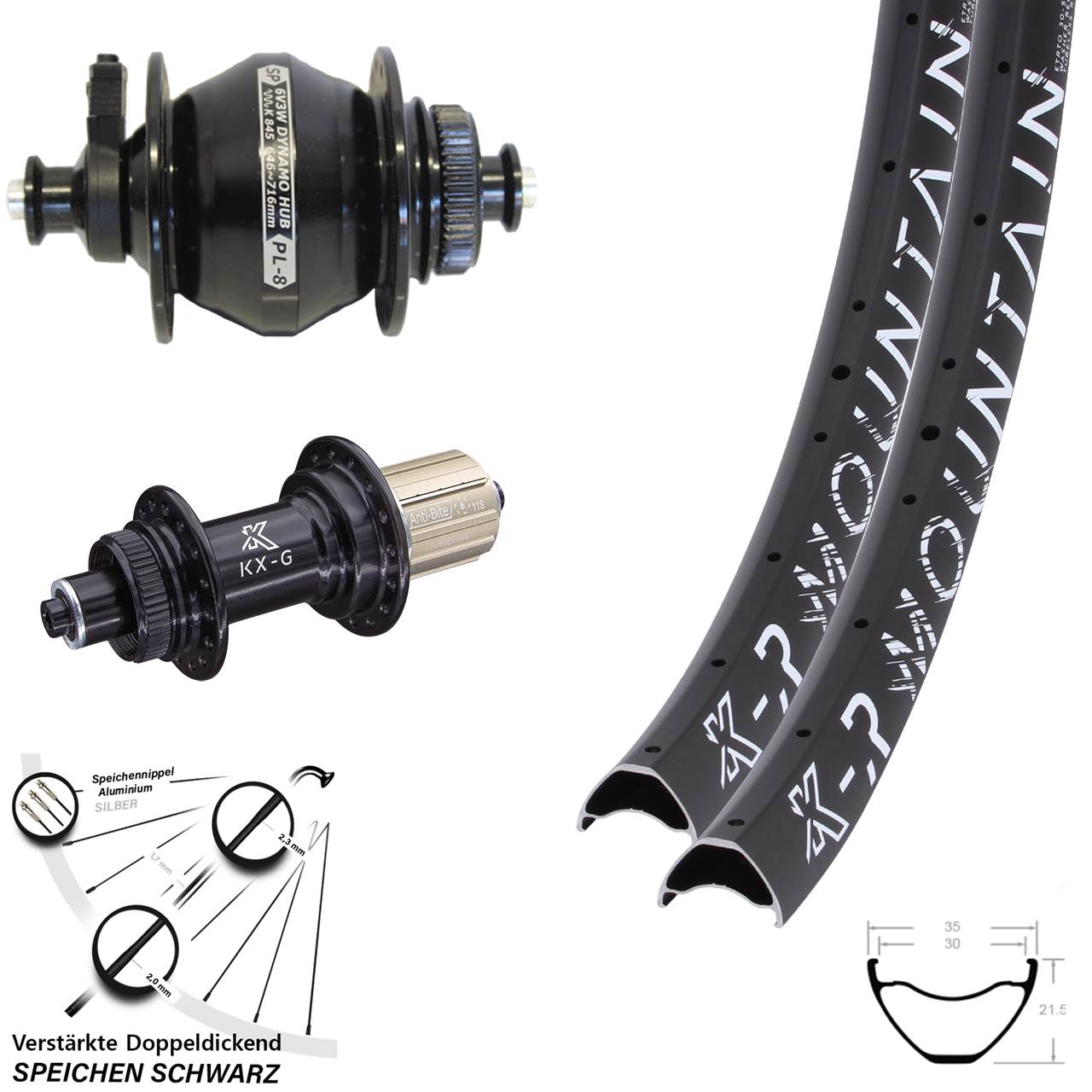 Disc Laufradsatz 27,5/29 Zoll KX-GR Mountain Shutter Precision PL-8 QR 8-12 fach