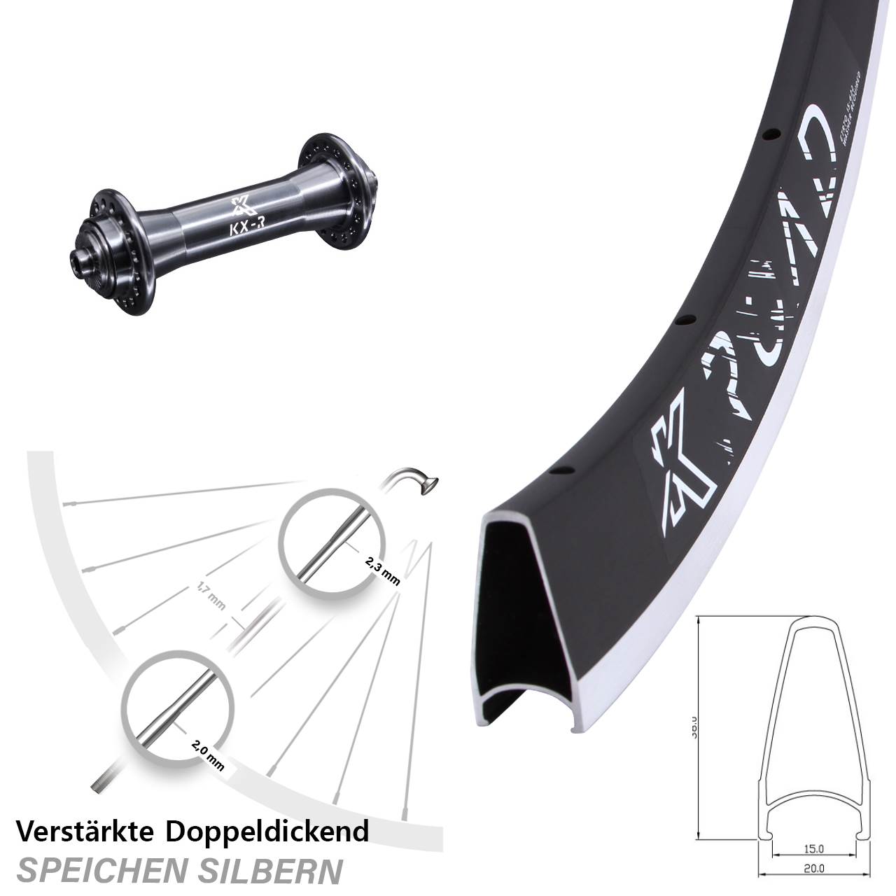 28 Zoll KX-R Laufrad für Schnellspanner