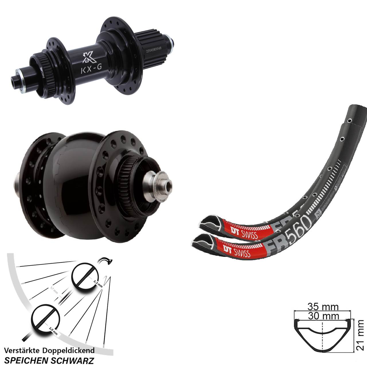 Disc Laufradsatz QR 26 Zoll DT Swiss FR 560 KX-GS verstärkt SONdelux Micro Spline