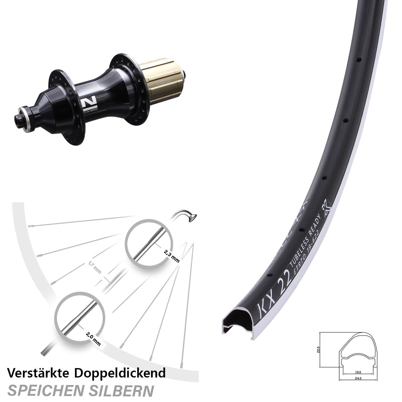 28 Zoll KX 22 OS Novatec F162SB Hinterrad für Schnellspanner 8-12 fach