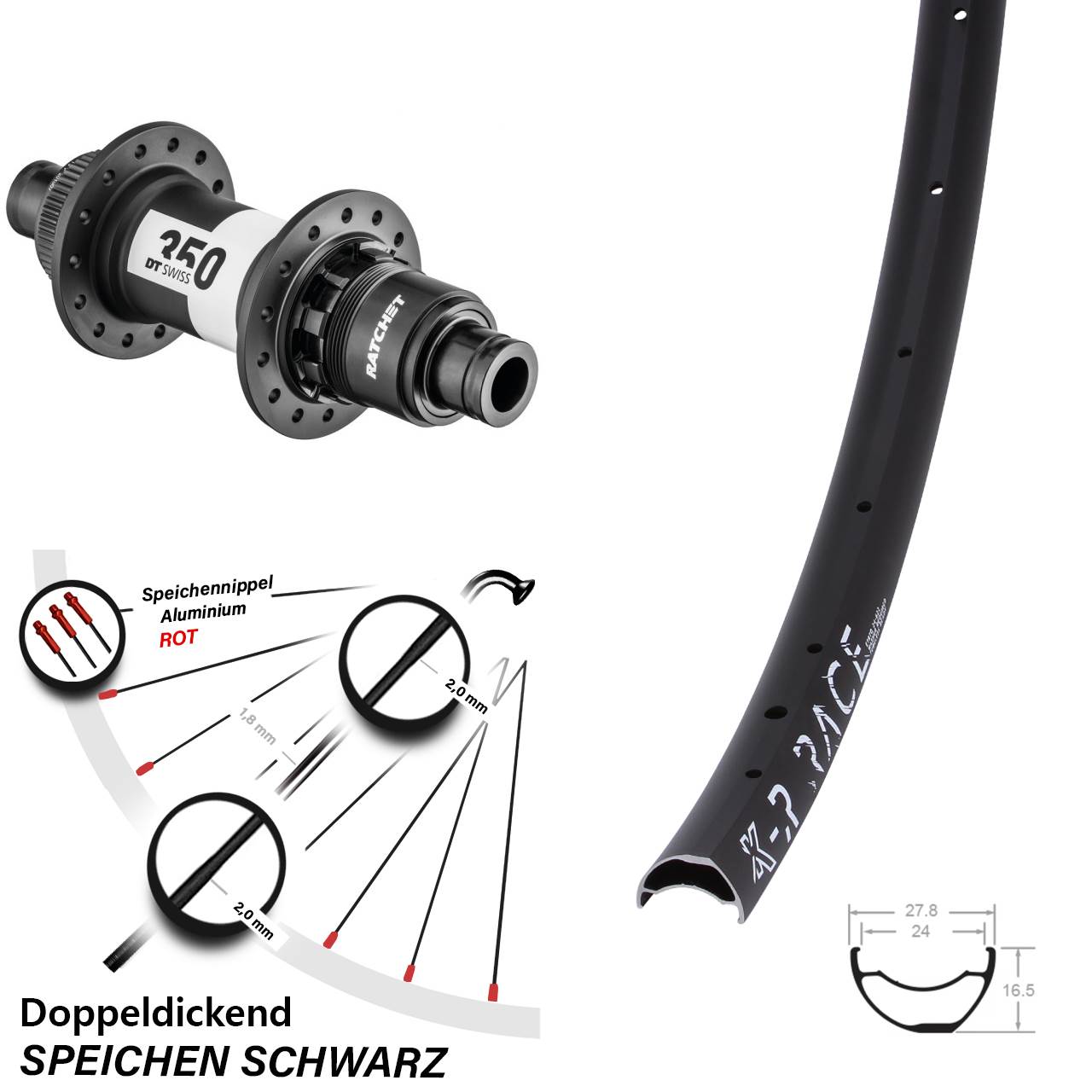 28 Zoll KX-R Race DT Swiss 350 Disc Laufrad 12x148 XD