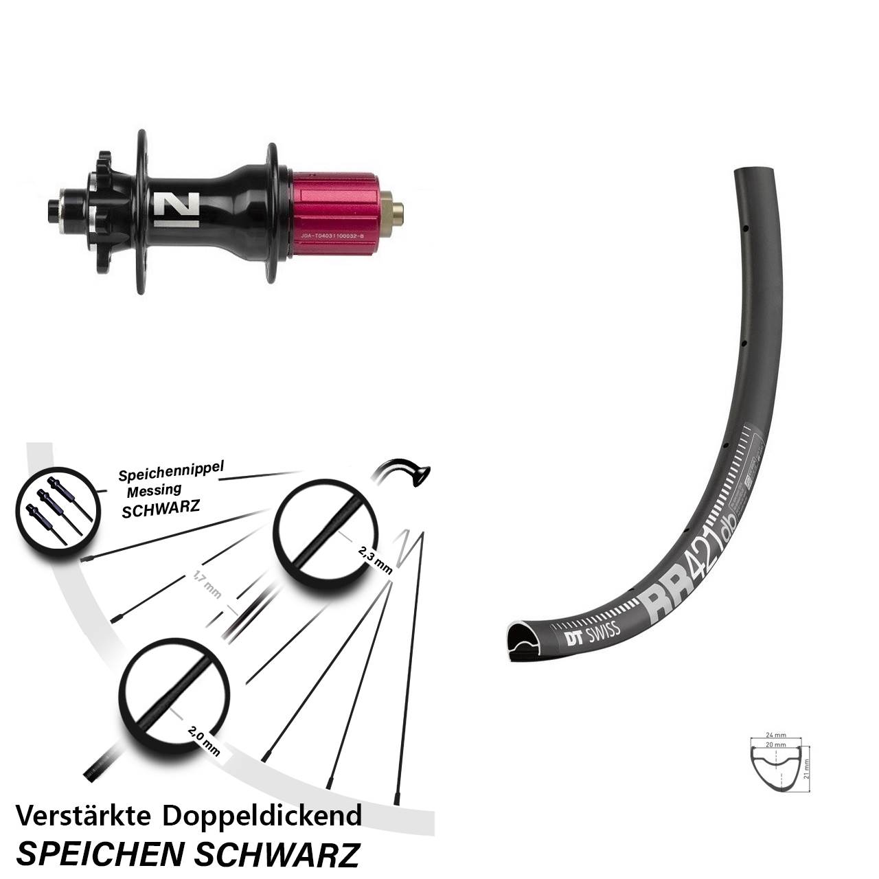 DT Swiss RR421 Novatec D792SB 28 Zoll Disc Laufrad QR 8-12 fach HG
