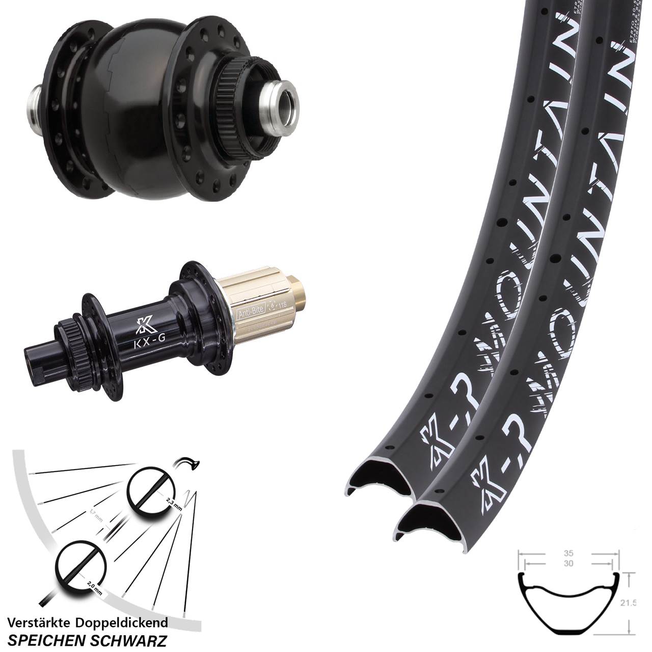 KX-GR Mountain SONdelux 27,5 Zoll Centerlock Laufradsatz 12x100/142 8-12 fach