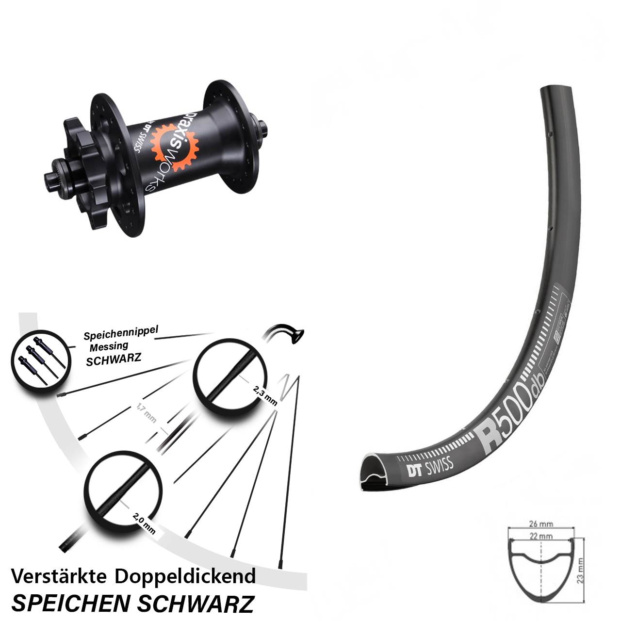 Disc Vorderrad für Schnellspanner 28-29 Zoll DT Swiss R 500-350 QR