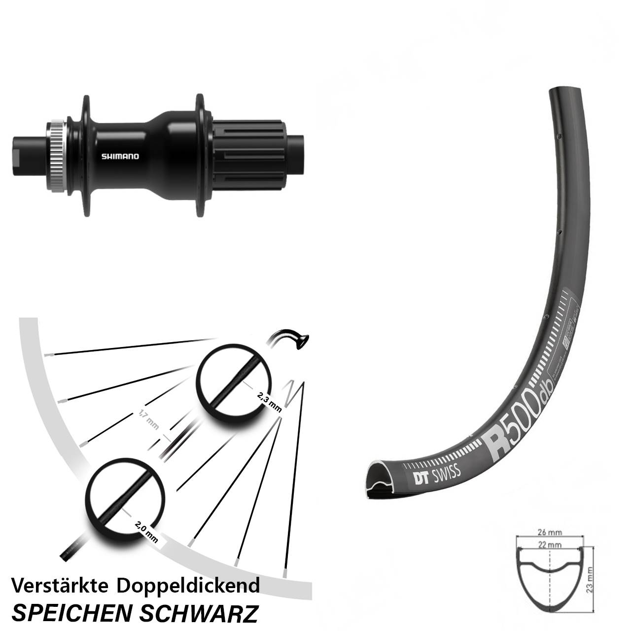 Disc Hinterrad 12x142 28-29 Zoll DT Swiss R500 Shimano FH-TC500 11-12 fach HG