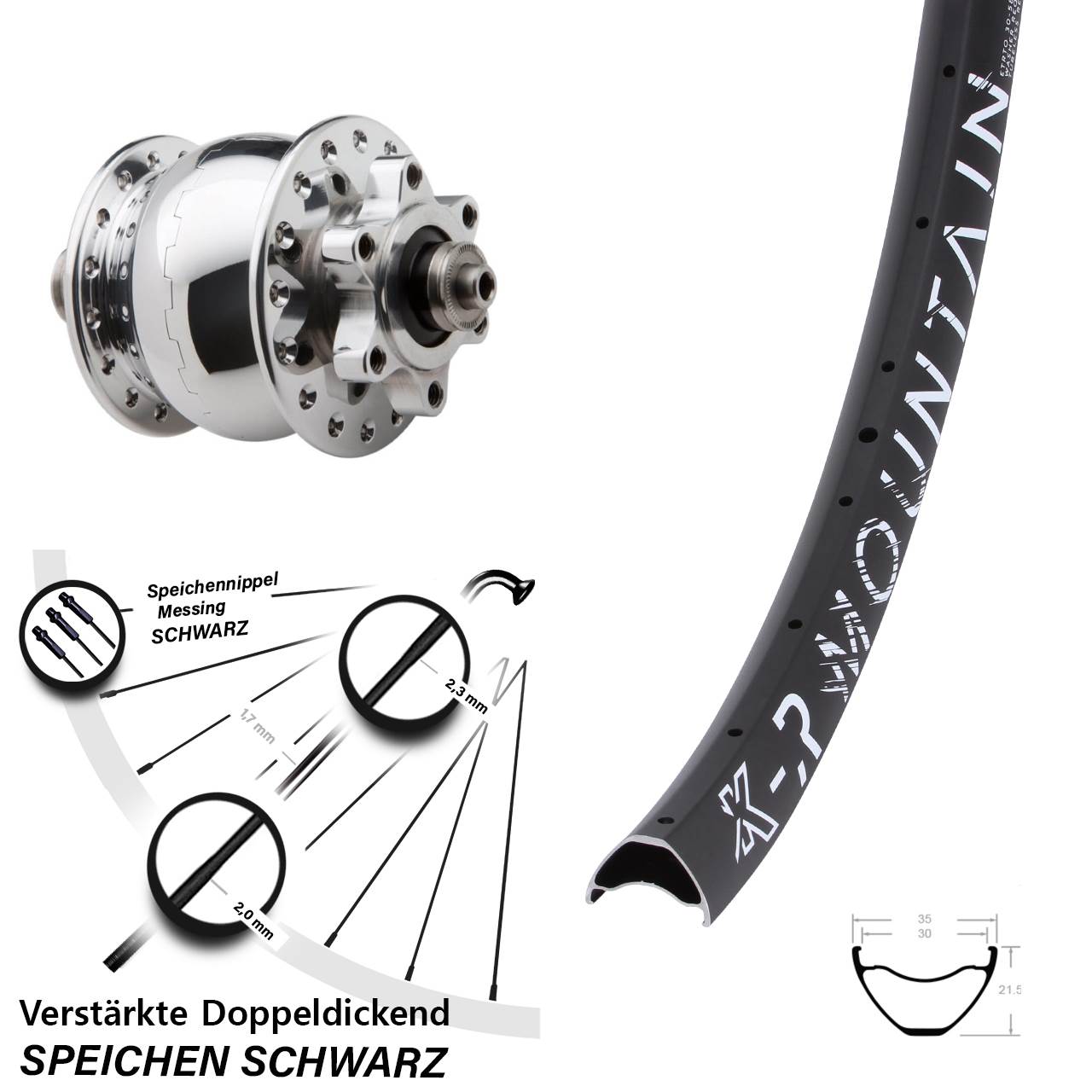 27,5 Zoll KX-R Mountain SON 28 Dynamo-Vorderrad 6-Loch QR