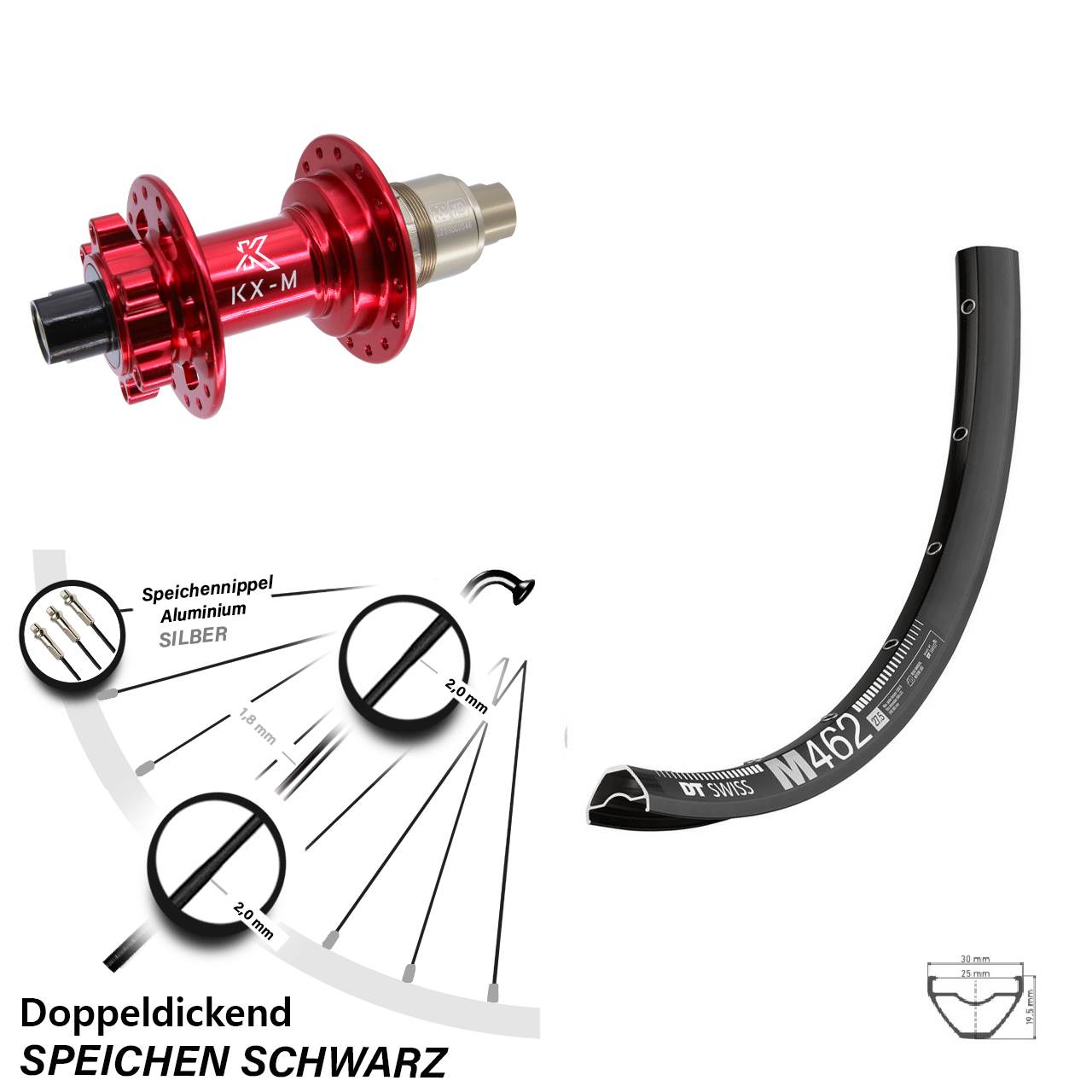 Hinterrad 27,5 Zoll DT Swiss M 462 KX-M XD 12x142