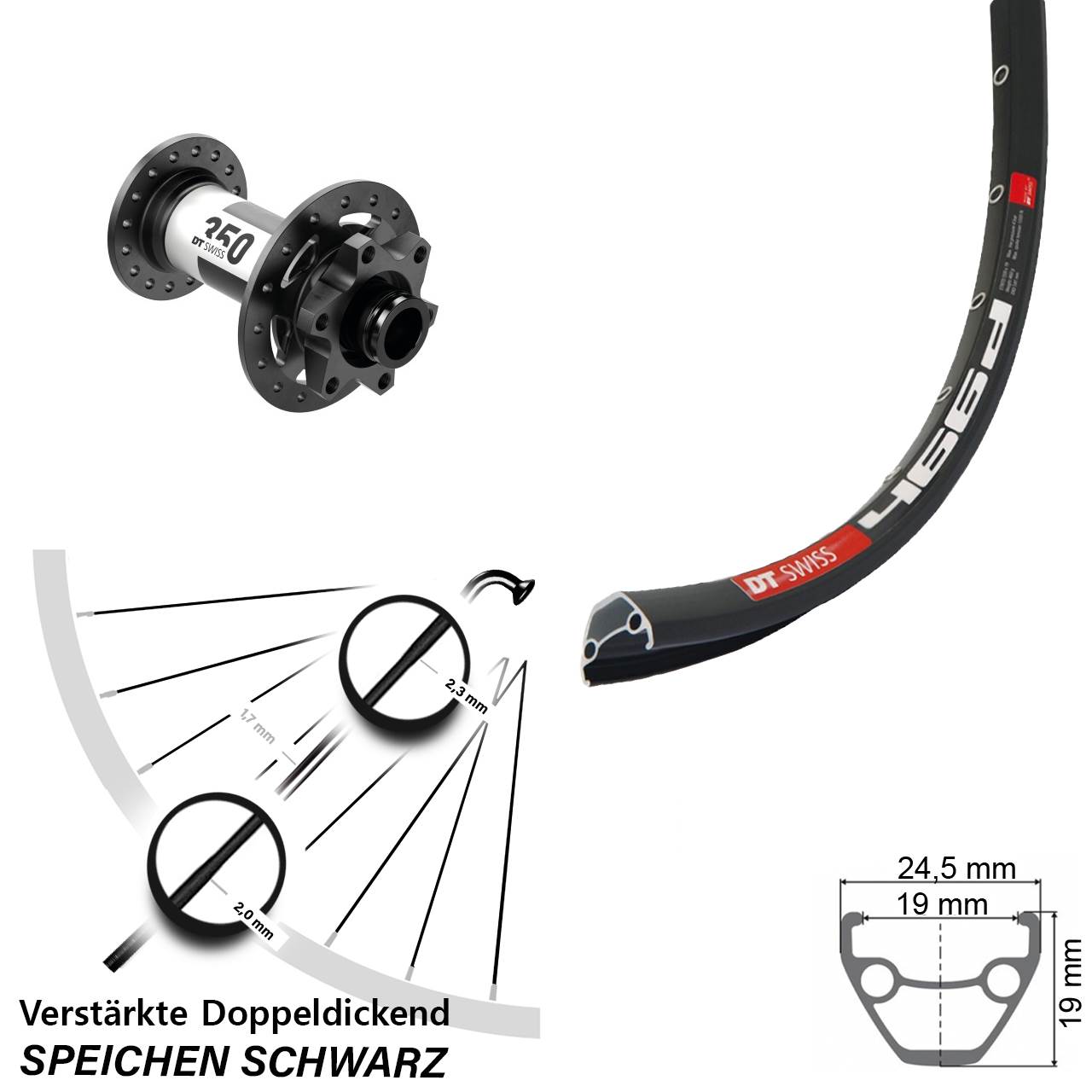 6-Loch Vorderrad 28 Zoll DT Swiss 466d-350 15x100