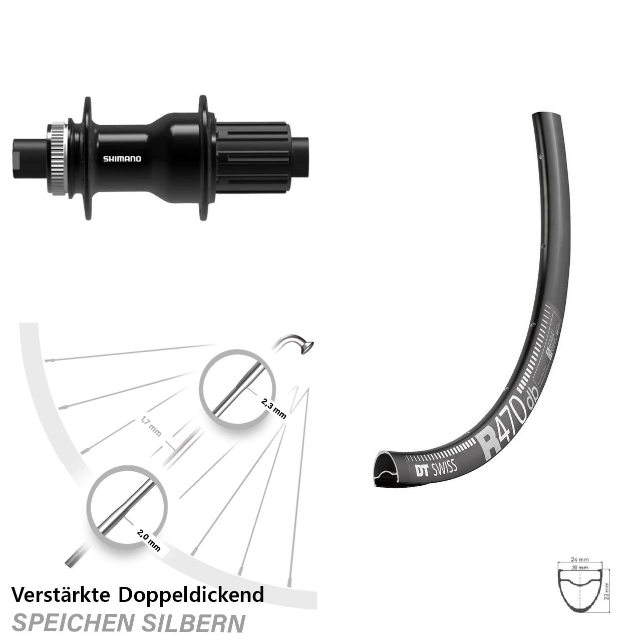 Disc Hinterrad 12x142 28 Zoll DT Swiss R470 Shimano FH-TC500 11-12 fach HG