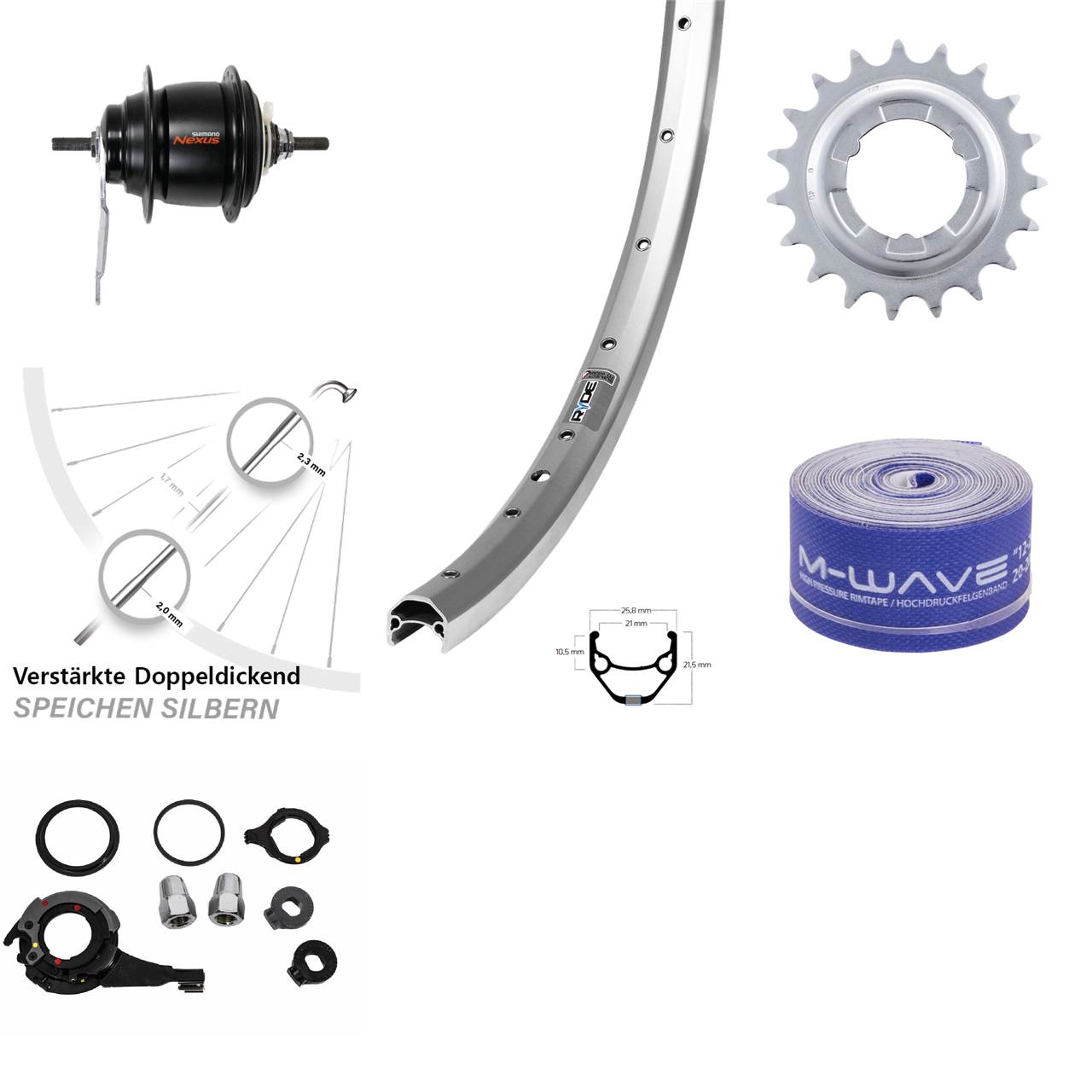 28 Zoll Hinterrad Ryde Zac 421 Shimano Nexus 8 Gang Rücktritt