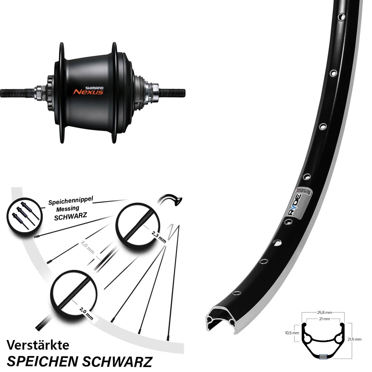 27,5 Zoll Hinterrad Shimano 7 Gang Nabenschaltung Freilauf Ryde Zac 421